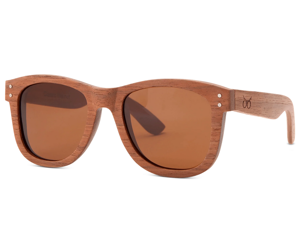 Classic Walnut Sunglasses with golden brown lenses