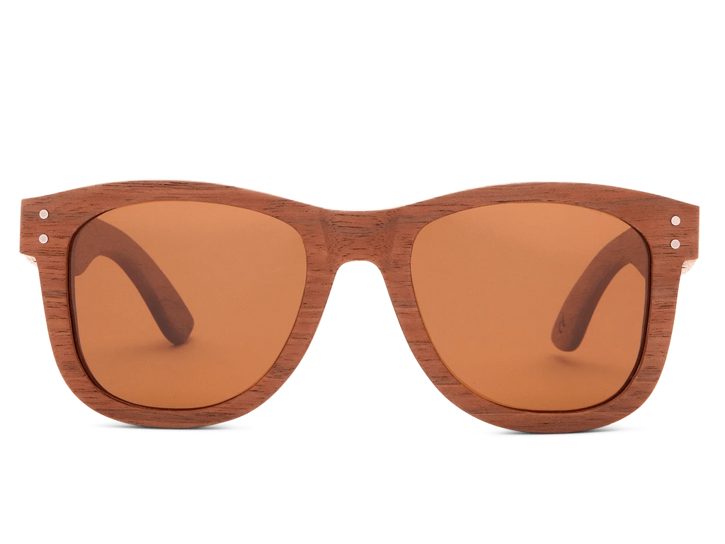 Classic Walnut Sunglasses with golden brown lenses