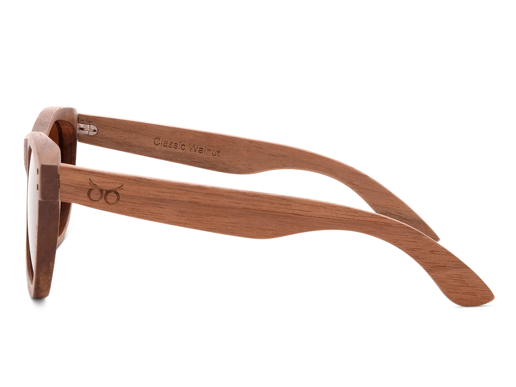Classic Walnut Sunglasses with golden brown lenses
