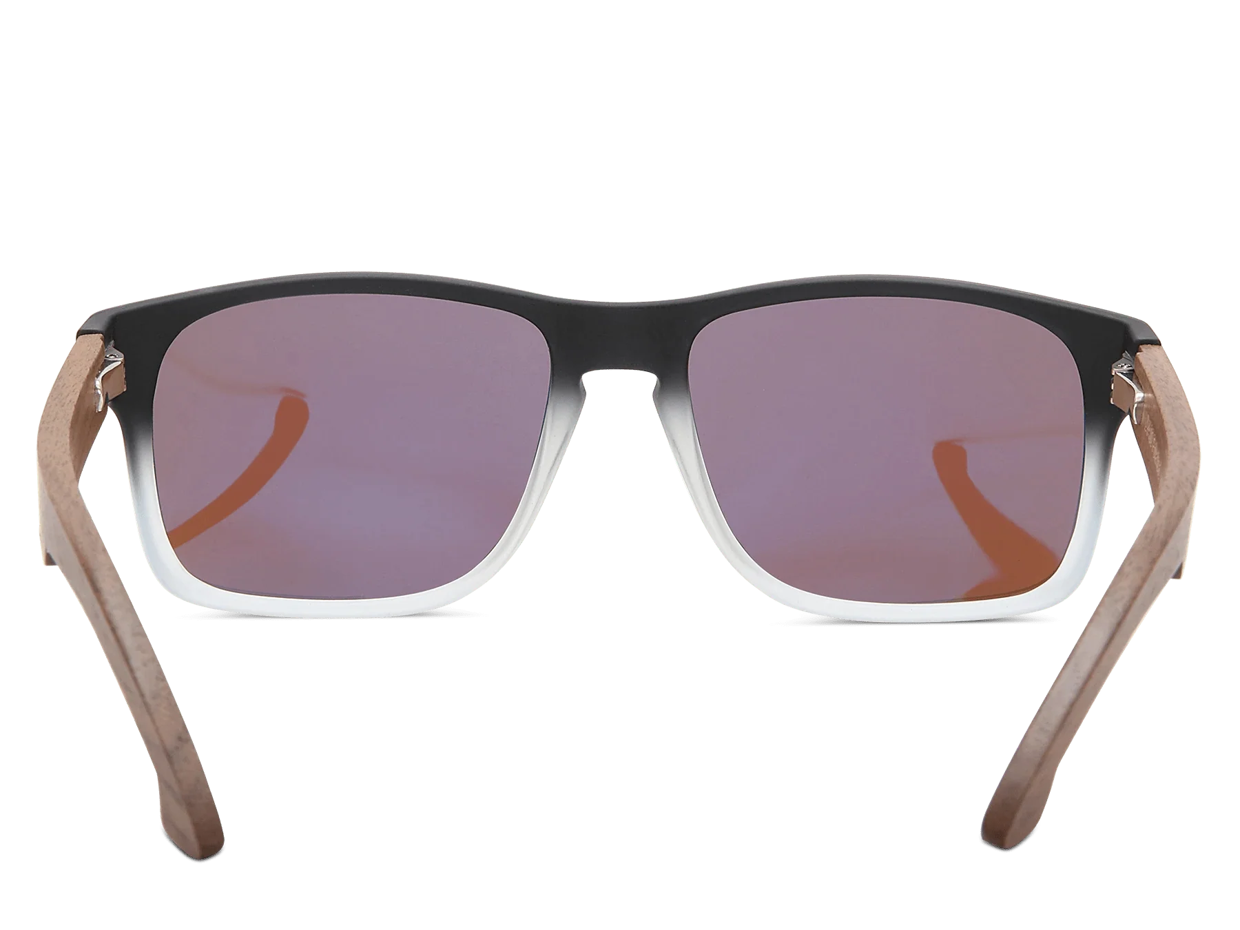 Sunglasses with black and brown frame on a white background