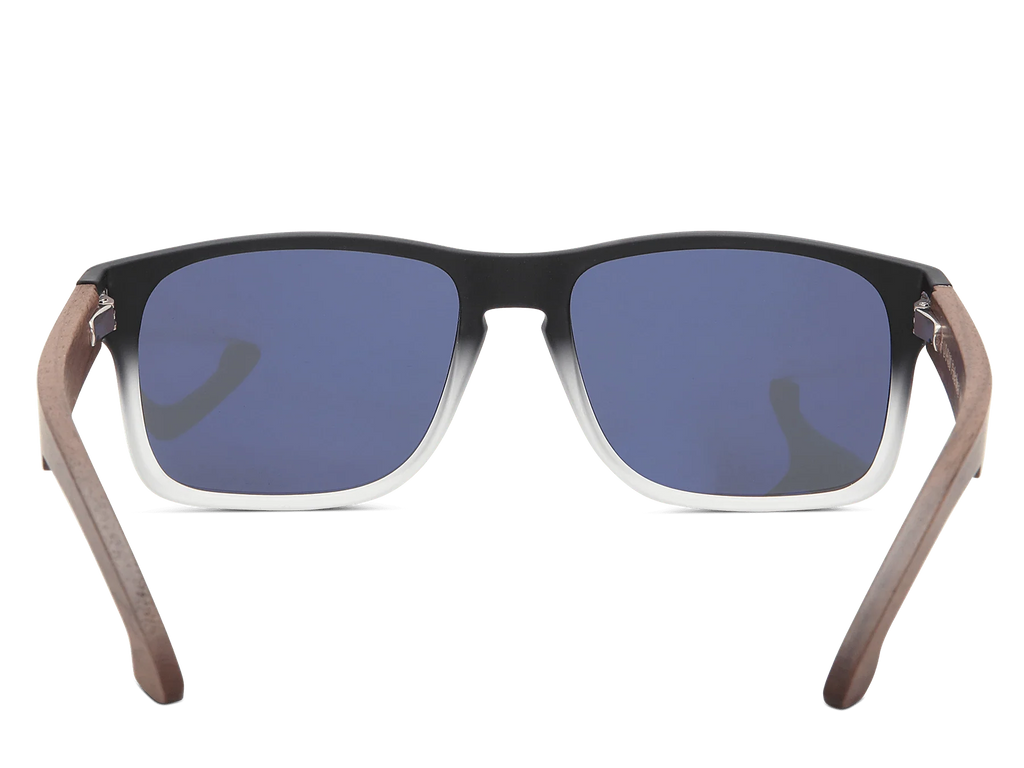 Sunglasses with black and brown frame on a white background