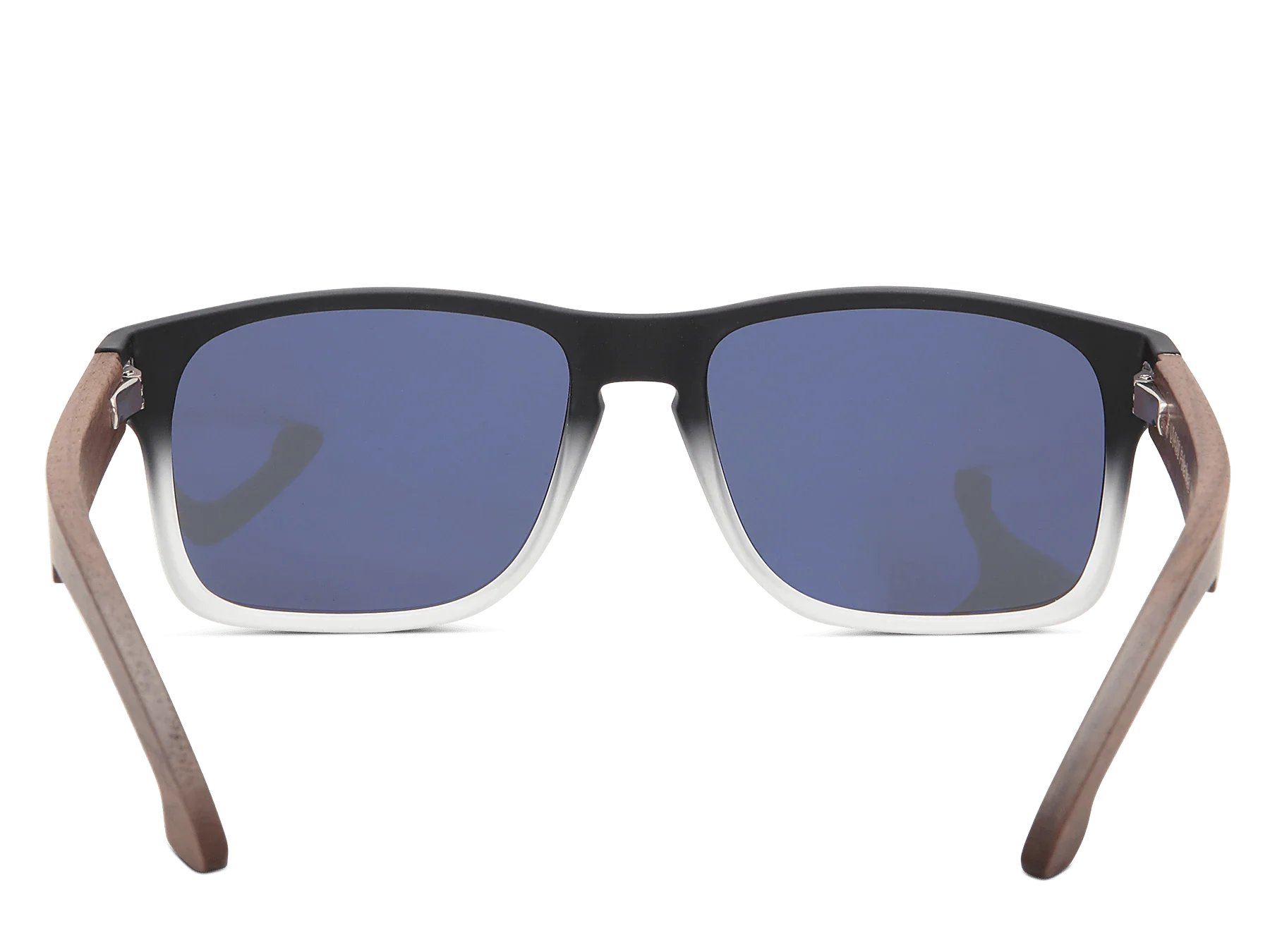 Sunglasses with black and brown frame on a white background