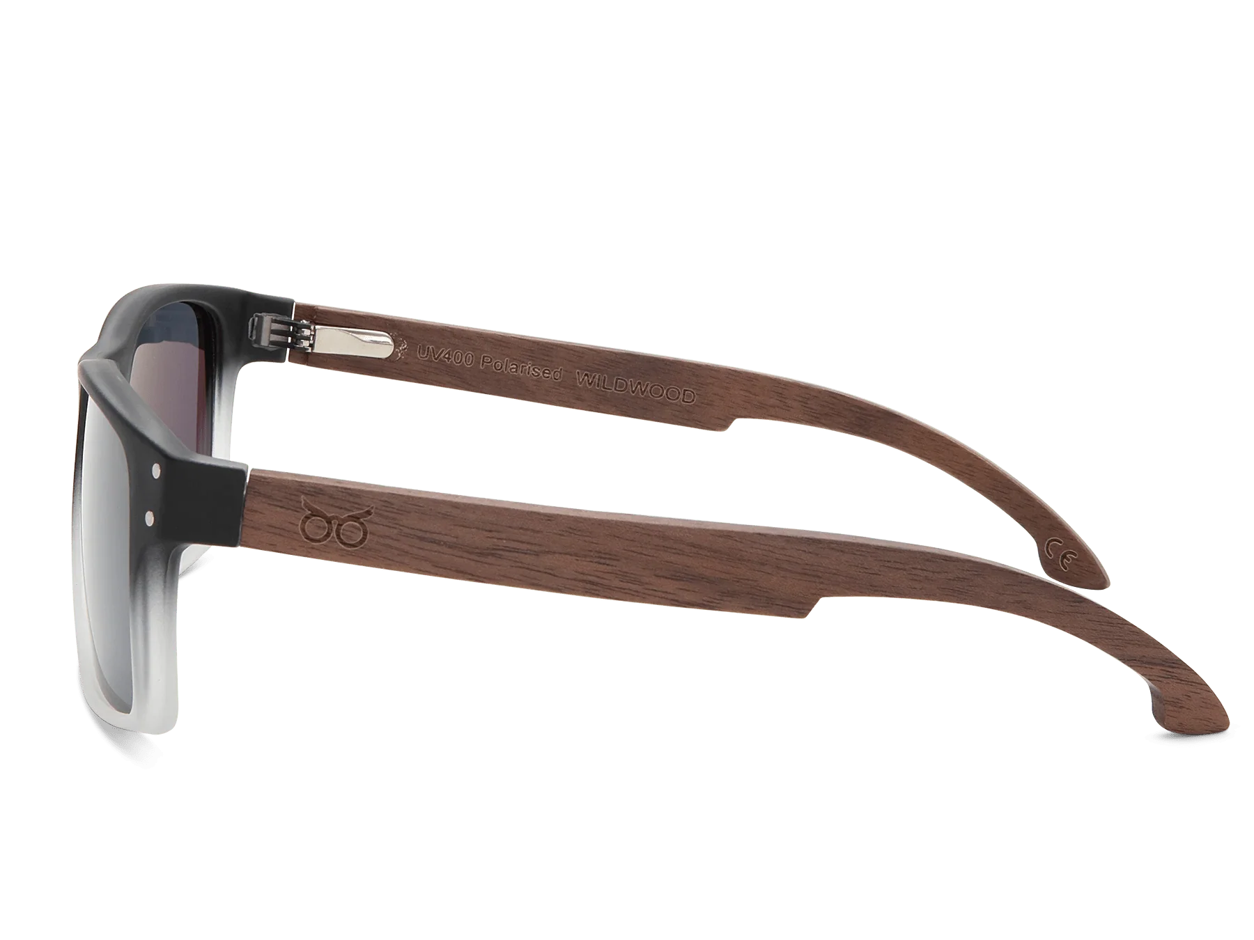Sunglasses with wooden frame on a white background